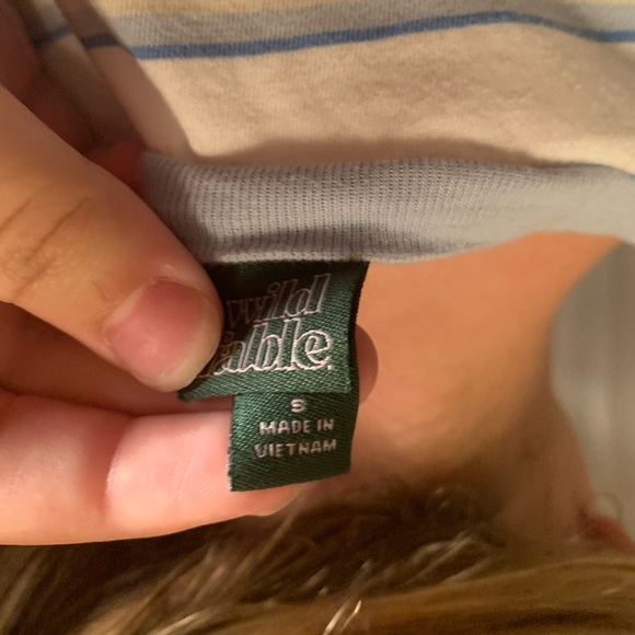 Wild Fable Blue And White Stripped Cropped Tee - Picture 2 of 2